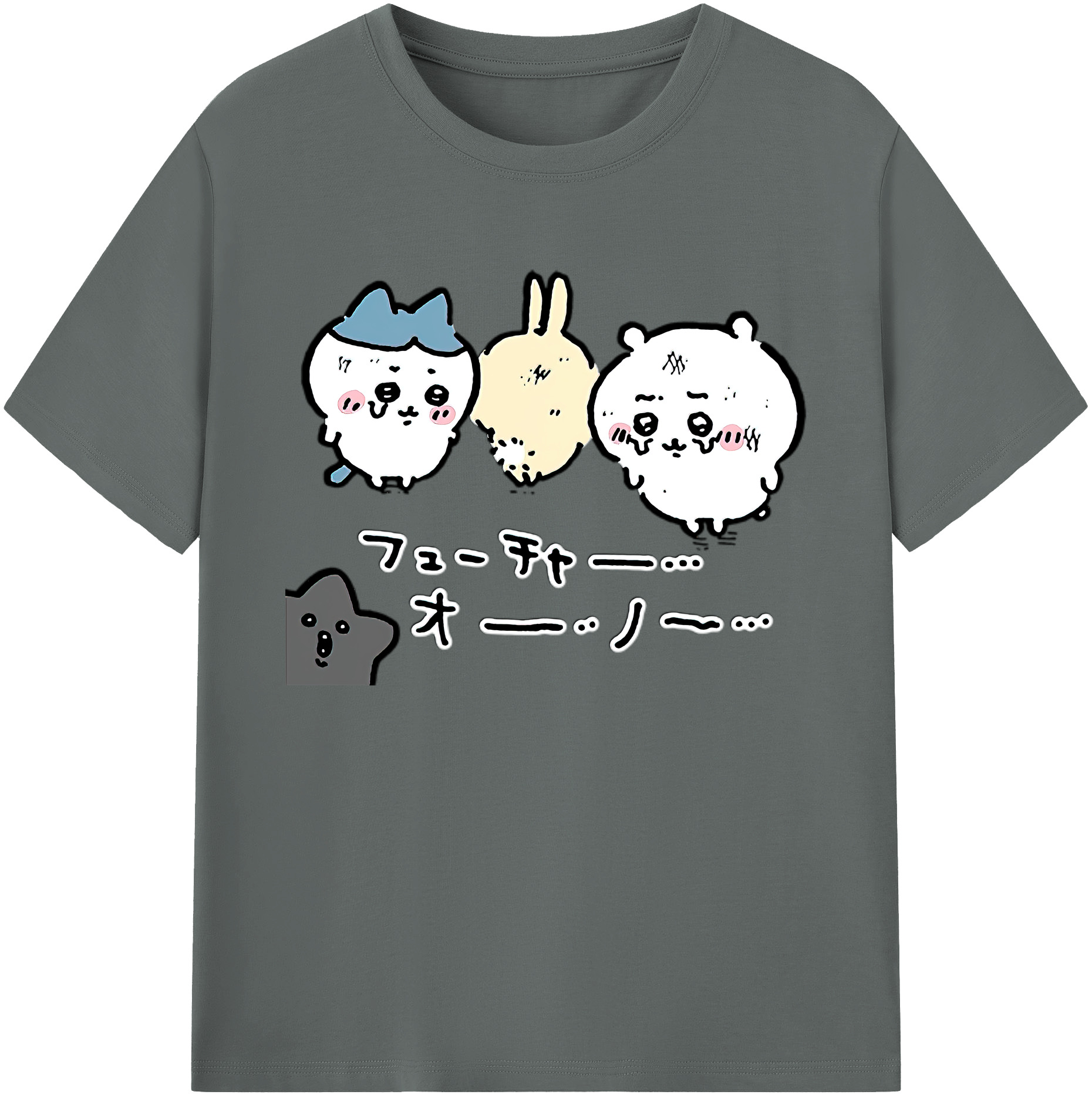 （画像用） ちいかわ ハチワレ Chii-kawa hachiware 綿100％ メンズ半袖Tシャツ｜肌触りやわらか＆通気性